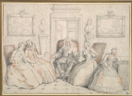 Trissotin Reading to Philaminte, Bélise, and Armande..., probably c. 1725-1726. Creator: Charles Coypel (French, 1694-1752).