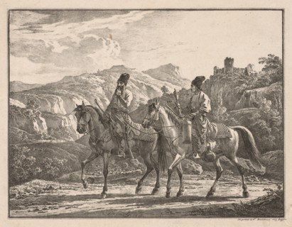 Two Cossacks on Horseback. Creator: Aleksandr Orlowski (Russian, 1777-1832).