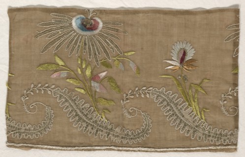 Two Fragments of Embroidery, 18th century. Creator: Unknown.