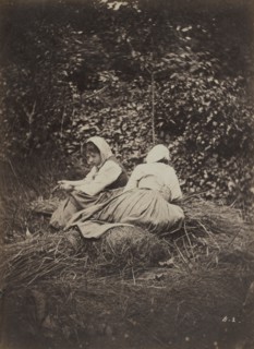 Two Peasant Girls Seated, 1870s. Creator: Auguste Giraudon's Artist (French).