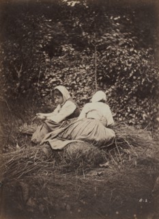 Two Peasant Girls Seated, 1870s. Creator: Auguste Giraudon's Artist (French).