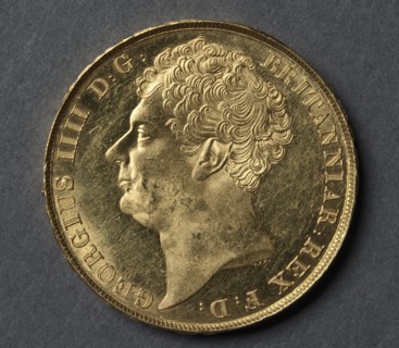 Two Pounds (obverse), 1823. Creator: Francis Legatt Chantrey (British, 1781-1841), after a design by ; J. B. Merlen (British).