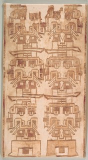 Two Textile Fragment with Fanged Heads, 500-200 BC. Creator: Unknown.