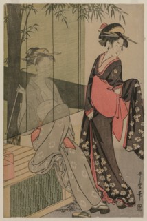 Two Women by a Bamboo Blind, c. 1797 or 1798. Creator: Kitagawa Utamaro (Japanese, 1753?-1806).