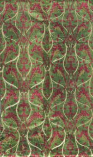Two-colour Velvet with Gold in a Double Curved Lattice Pattern, 1450-1500. Creator: Unknown.