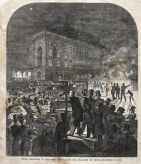 Union Meeting in the Open Air Outside the Academy of Music, 1859. Creator: Winslow Homer (American, 1836-1910).