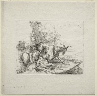 Various Caprices: The Woman with Tambourine, 1785. Creator: Giovanni Battista Tiepolo (Italian, 1696-1770).