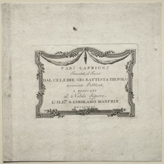 Various Caprices: Title Page, 1785. Creator: Giovanni Battista Tiepolo (Italian, 1696-1770).