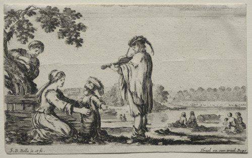 Various Figures and Landscapes: A Violin Player, 1649. Creator: Stefano Della Bella (Italian, 1610-1664).