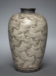 Vase (Meiping) with Waves, 1200s-1300s. Creator: Unknown.