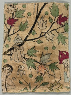 Velvet Fragment, Khusrau Sees Shirin Bathing, 1550-99. Creator: Unknown.