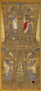 Velvet panel with four youths smelling flowers, 1625-1650. Creator: Unknown.