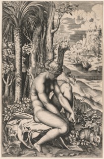 Venus Wounded by a Rose's Thorn, c. 1516. Creator: Marco Dente (Italian, c. 1486-1527); Antonio Salamanca (c.1500-1562).