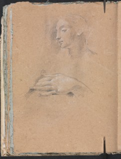 Verona Sketchbook: Female head and left hand (page 42), 1760. Creator: Francesco Lorenzi (Italian, 1723-1787).