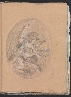 Verona Sketchbook: Figure with child in roundel (page 67), 1760. Creator: Francesco Lorenzi (Italian, 1723-1787).