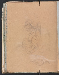 Verona Sketchbook: Figures in a roundel with study of a hand (page 70), 1760. Creator: Francesco Lorenzi (Italian, 1723-1787).