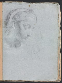 Verona Sketchbook: Head and shoulders of a woman (page 61), 1760. Creator: Francesco Lorenzi (Italian, 1723-1787).