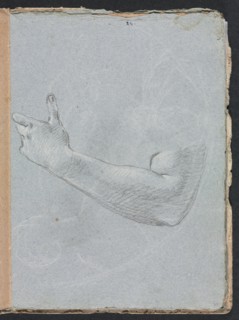 Verona Sketchbook: Left arm and hand (page 47), 1760. Creator: Francesco Lorenzi (Italian, 1723-1787).