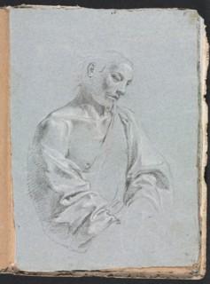 Verona Sketchbook: Male figure with drapery (page 71), 1760. Creator: Francesco Lorenzi (Italian, 1723-1787).