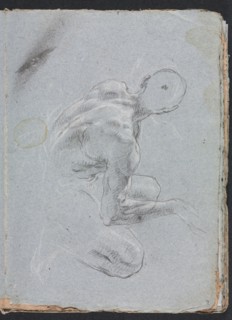 Verona Sketchbook: Male nude from back (page 9), 1760. Creator: Francesco Lorenzi (Italian, 1723-1787).