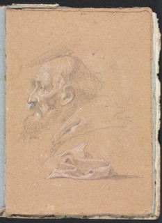 Verona Sketchbook: Monk in profile with drapery (page 87), 1760. Creator: Francesco Lorenzi (Italian, 1723-1787).