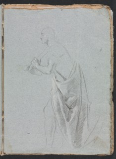 Verona Sketchbook: Standing male with drapery (page 19), 1760. Creator: Francesco Lorenzi (Italian, 1723-1787).