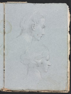 Verona Sketchbook: Two heads (page 85), 1760. Creator: Francesco Lorenzi (Italian, 1723-1787).