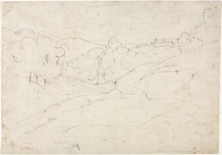 View of Marino (recto); Sketch for a Landscape (verso), 1827. Creator: Jean Baptiste Camille Corot (French, 1796-1875).