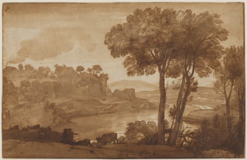 View of the Acqua Acetosa (recto); David and Goliath (verso), c. 1645. Creator: Claude Lorrain (French, 1604-1682).