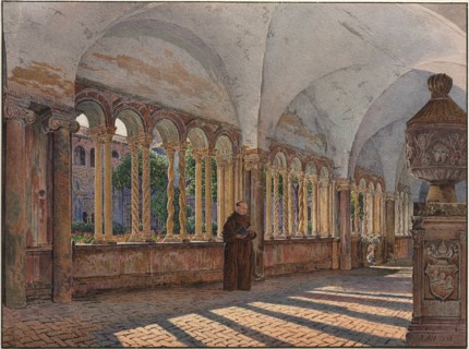 View of the Cloister of San Giovanni in Laterano, Rome, 1836. Creator: Jakob Alt (Austrian, 1789-1872).