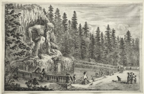 Views of the Villa of Pratolino: Colossal Statue of the Apennines. Creator: Stefano Della Bella (Italian, 1610-1664).