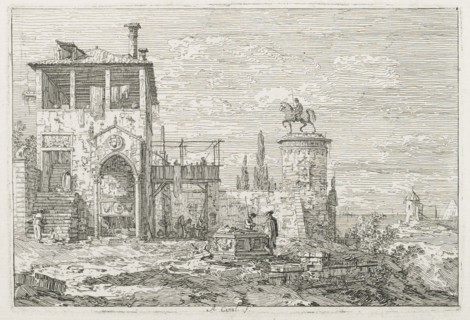 Views: The Equestrian Monument, 1735-1746. Creator: Antonio Canaletto (Italian, 1697-1768).