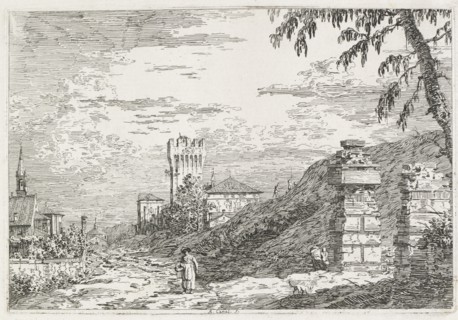 Views: Two Ruined Pillars, 1735-1746. Creator: Antonio Canaletto (Italian, 1697-1768).