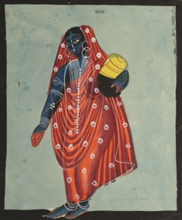 Vishnu in Female Form of Mohini Carrying Amrita for the Gods, 1800s. Creator: Unknown.