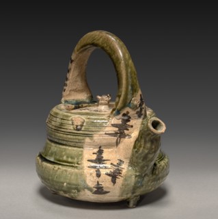 Water Container in the Shape of a Kettle: Oribe Ware, early 17th century. Creator: Unknown.