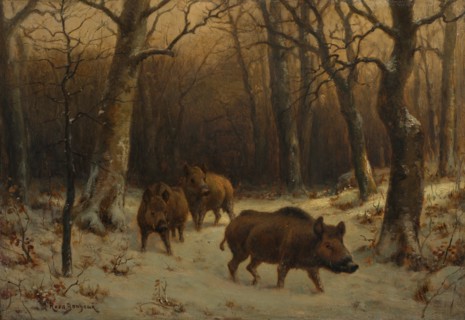 Wild Boars in the Snow, c. 1872-1877. Creator: Rosa Bonheur (French, 1822-1899).