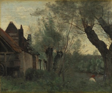 Willows and Farmhouse at Sainte-Catherine-lès-Arras, 1871. Creator: Jean Baptiste Camille Corot (French, 1796-1875).