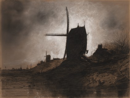 Windmills in a Landscape. Creator: Eugene Deshayes (French, 1828-1890).