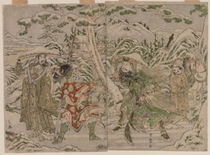 Winter Scene from the Romance of the Three Kingdoms, c. 1790. Creator: Kitagawa Utamaro (Japanese, 1753?-1806).