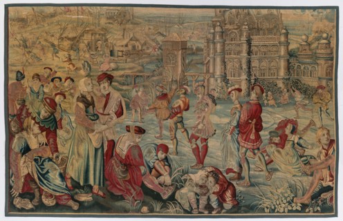 Winter: Skating Scene (From Set of Four Seasons), late 1600s - early 1700s. Creator: Gobelins (French).