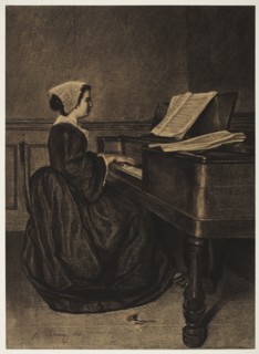 Woman at the Spinet, 1860. Creator: François Bonvin (French, 1817-1887).