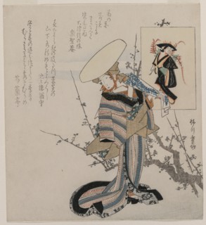 Woman by a Plum Tree Matched with the Wisteria Maiden..., c. early 1830s. Creator: Yanagawa Shigenobu (Japanese, 1787-1832).