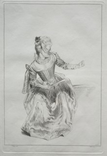 Woman Holding a Fan. Creator: Benoit II Audran (French, 1700-1772), possibly by.