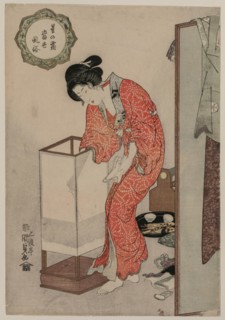 Woman Putting Out a Light (from the series Modern Customs: Frost Beneath the Stars), c. 1820. Creator: Utagawa Kunisada (Japanese, 1786-1865).