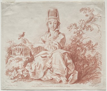 Young Girl Holding a Bird. Creator: Gilles Demarteau (French, 1722-1776).