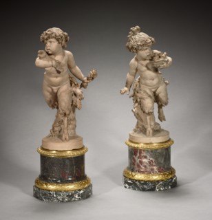 Young Satyress Running with an Owl's Nest and Young Satyr Running with an Owl?, 1770s. Creator: Clodion (French, 1738-1814).