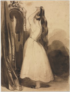 Young Woman Combing Her Hair, 1800s, before 1857. Creator: Achille Devéria (French, 1800-1857).
