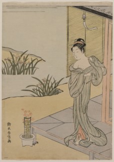 Young Woman Looking at a Pot of Pinks, c. 1767. Creator: Suzuki Harunobu (Japanese, 1724-1770).