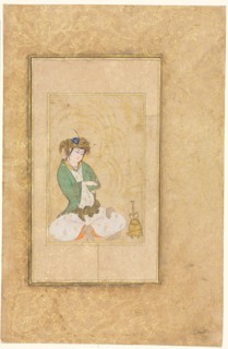Youth Seated by a Willow; Single Page Illustration, c. 1600-1650. Creator: Muhammad Yusuf (Iranian), style of.