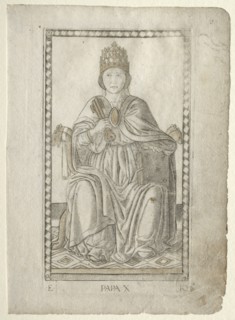 The Pope (from the Tarocchi, series E: Conditions of Man, #10), before 1467. Creator: Master of the E-Series Tarocchi (Italian, 15th century).